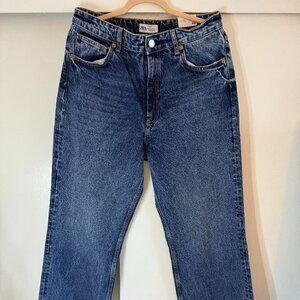 Zara High Rise Full Length Wide Leg Raw Hem Jeans NWT *Excellent Condition*